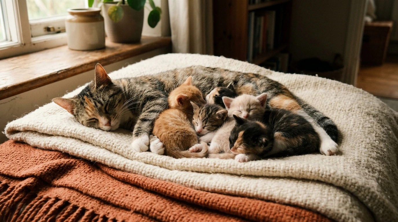 Chatons avec leur mère avant l’adoption