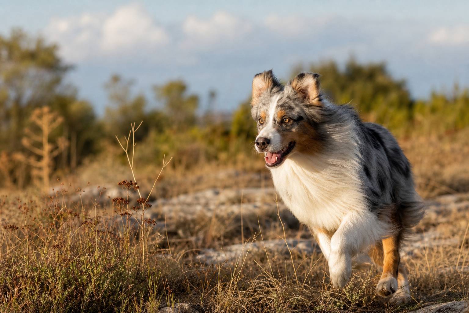 Berger Australien en extérieur robe merle chien de travail énergique