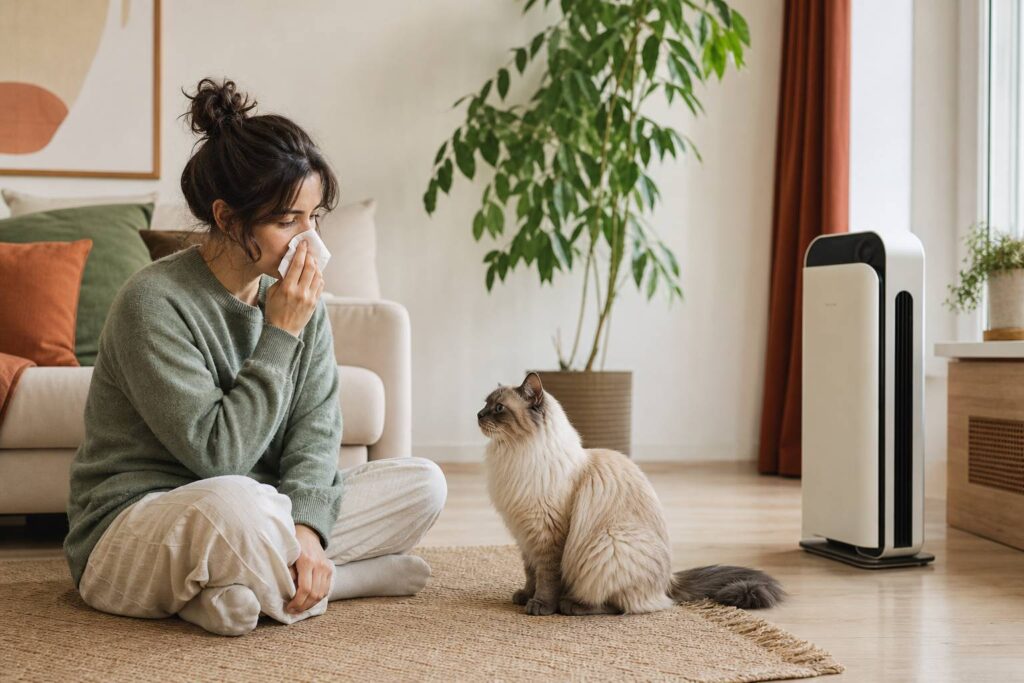 Race de chat hypoallergénique dans un intérieur moderne choix pour allergiques