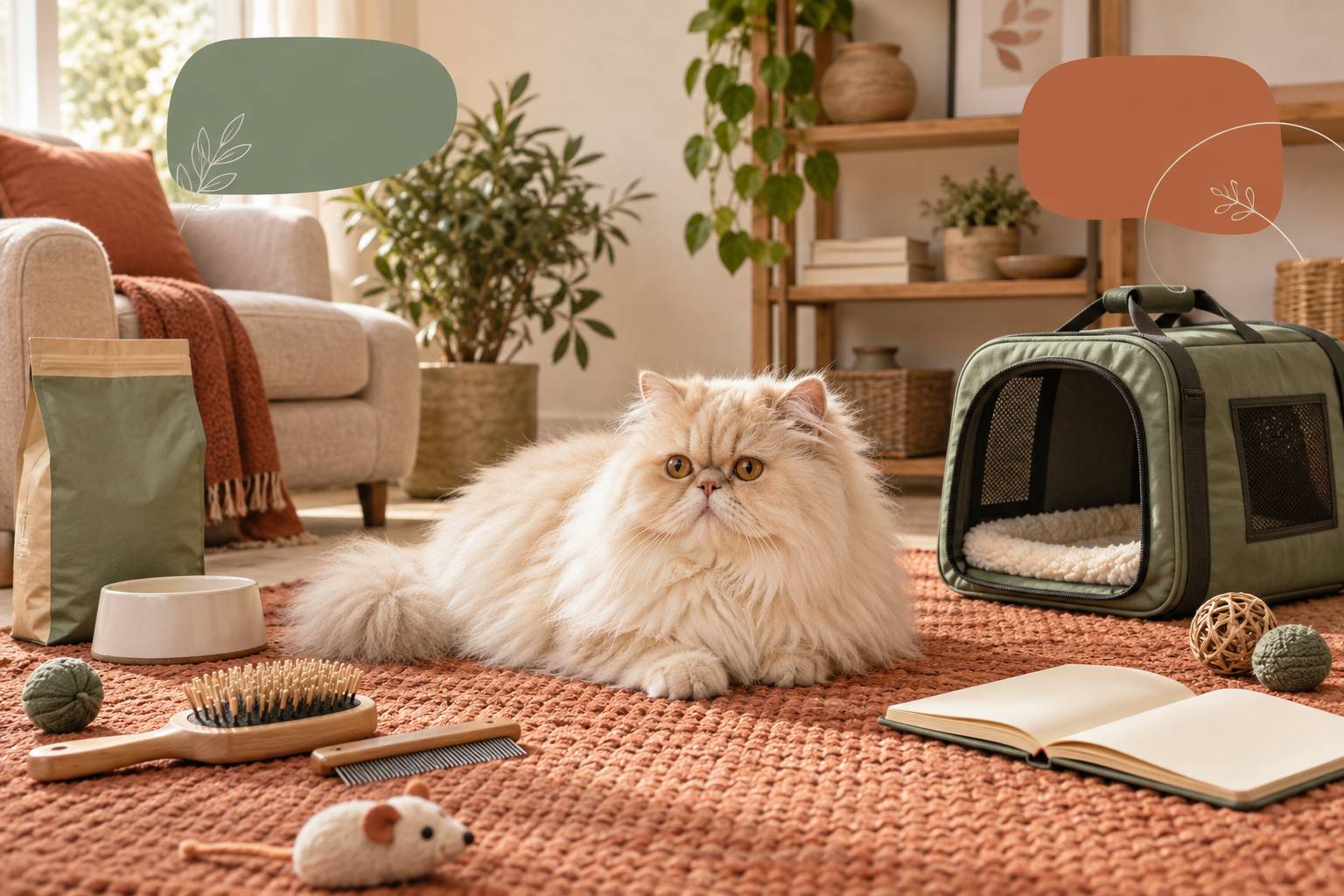 Illustration éditoriale du sujet : Chat persan : prix d'achat et budget annuel réel en 2026